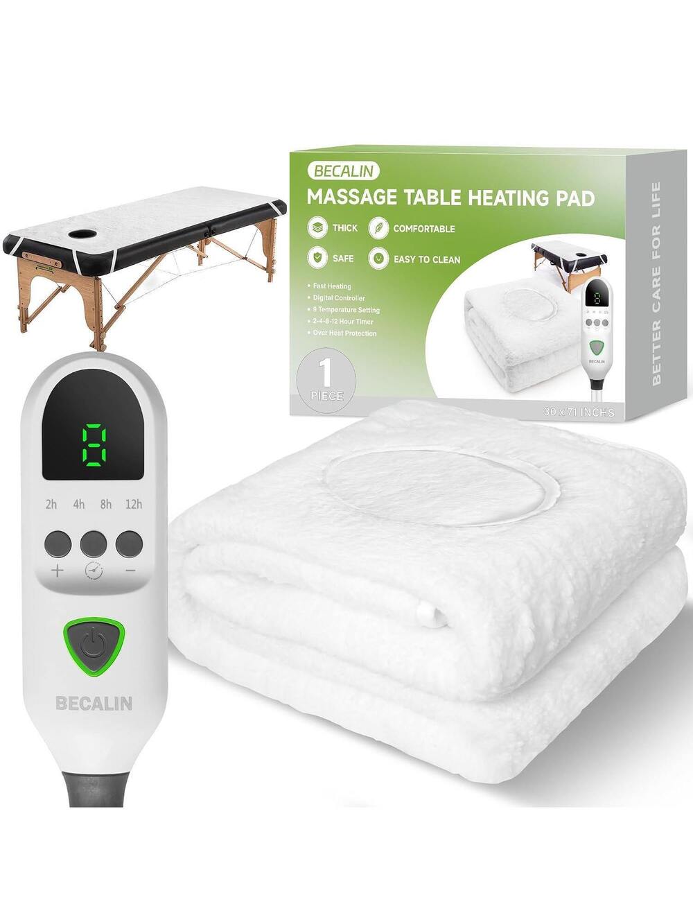 Massage Table Warmer Heating Pad - 30"x71" with 9 Heat Levels & Timer